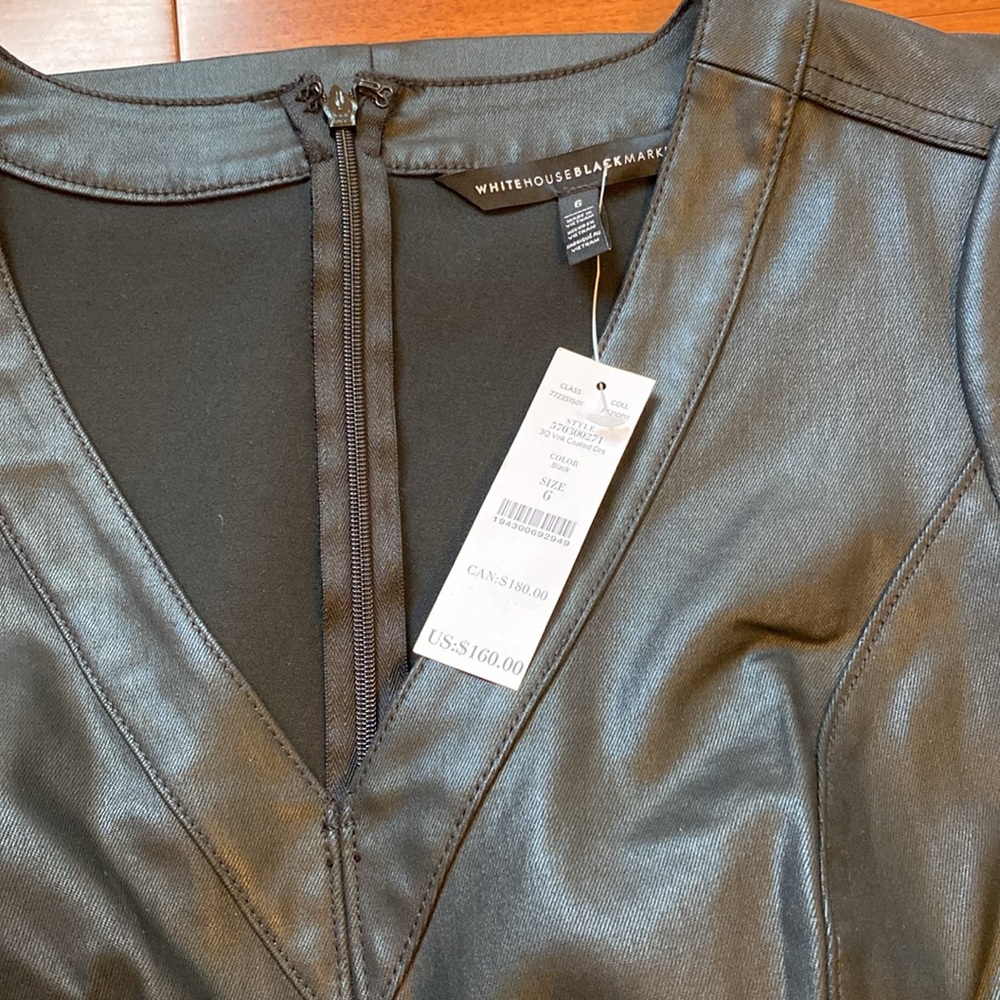 WHBM Women’s Black Faux , V-Neck dress size 6 - Picture 3 of 5